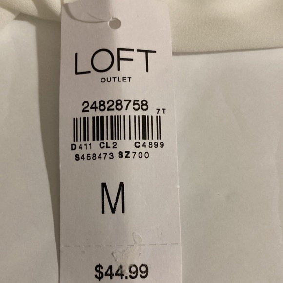 Loft white sleeveless blouse with floral border tie-ups on the shouldersSize M - Picture 9 of 10